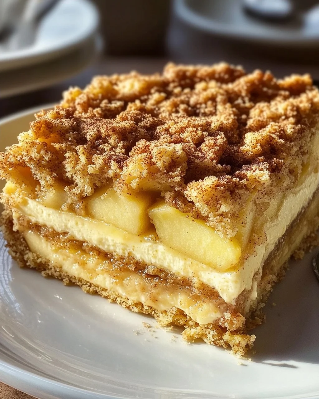 Apfelkuchen mit cremigem Pudding & knusprigen Zimtstreuseln