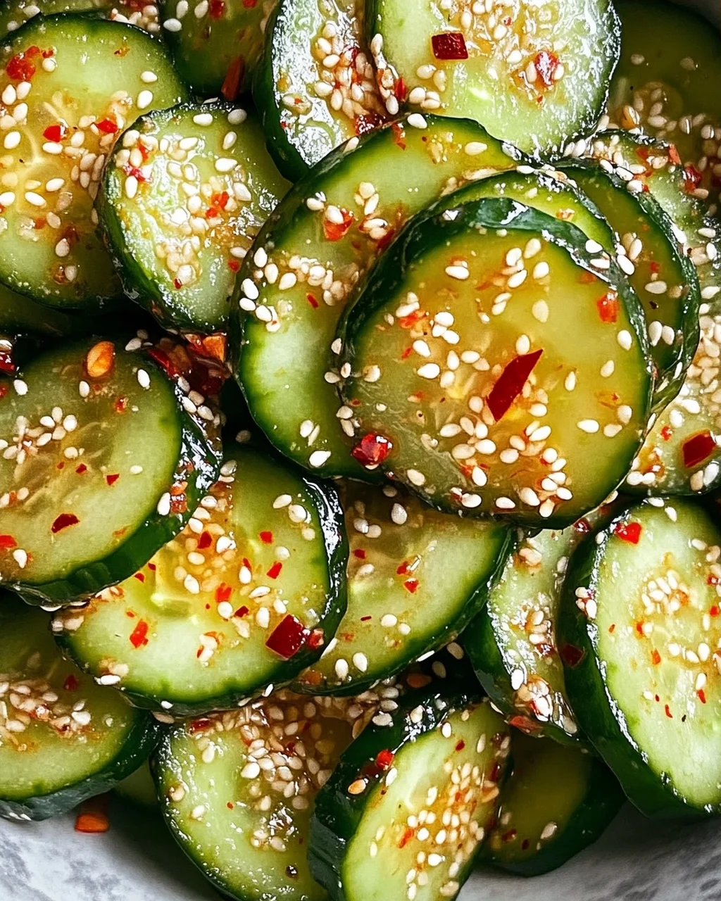 Asiatischer Gurkensalat mit Chili & Sesam