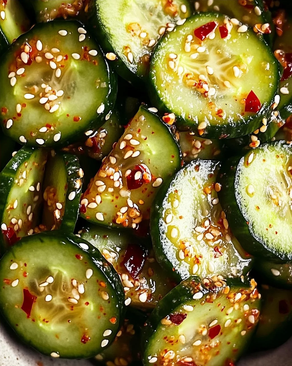 Asiatischer Gurkensalat mit Chili & Sesam