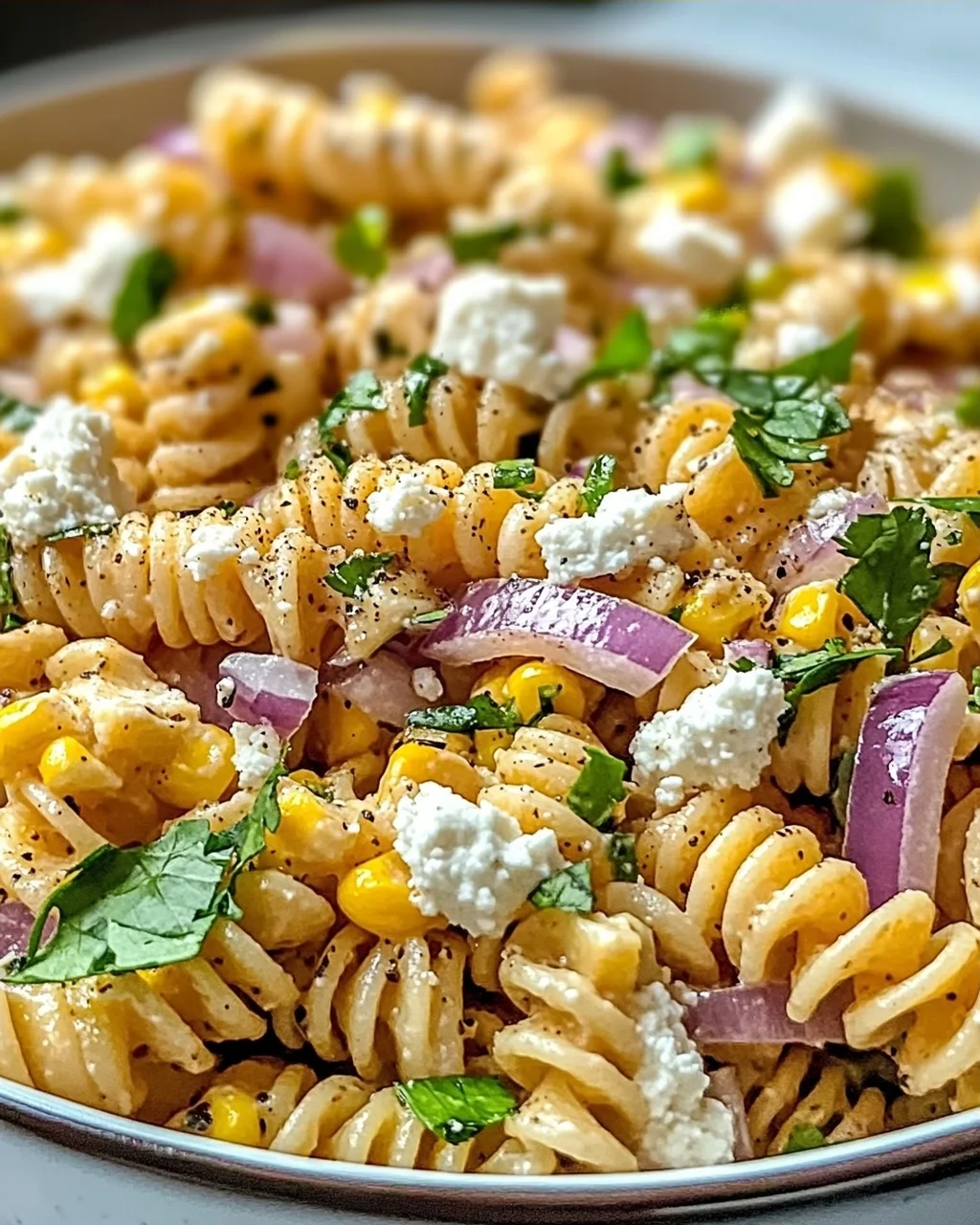 Cotija Mexikanischer Stil Elote Pasta Salat Genuss