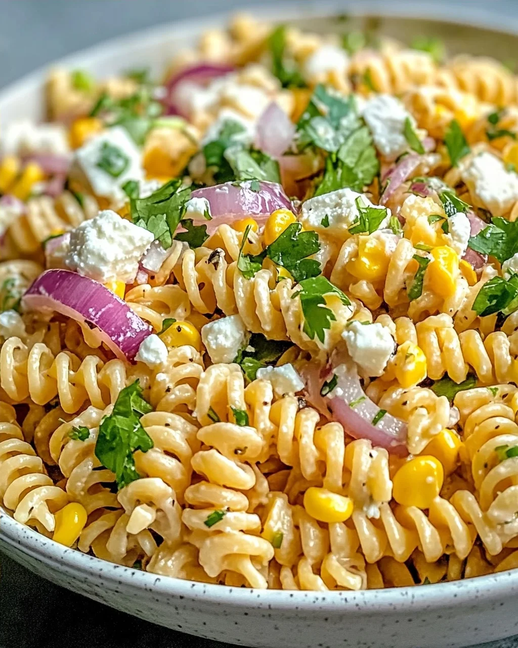 Cotija Mexikanischer Stil Elote Pasta Salat Genuss