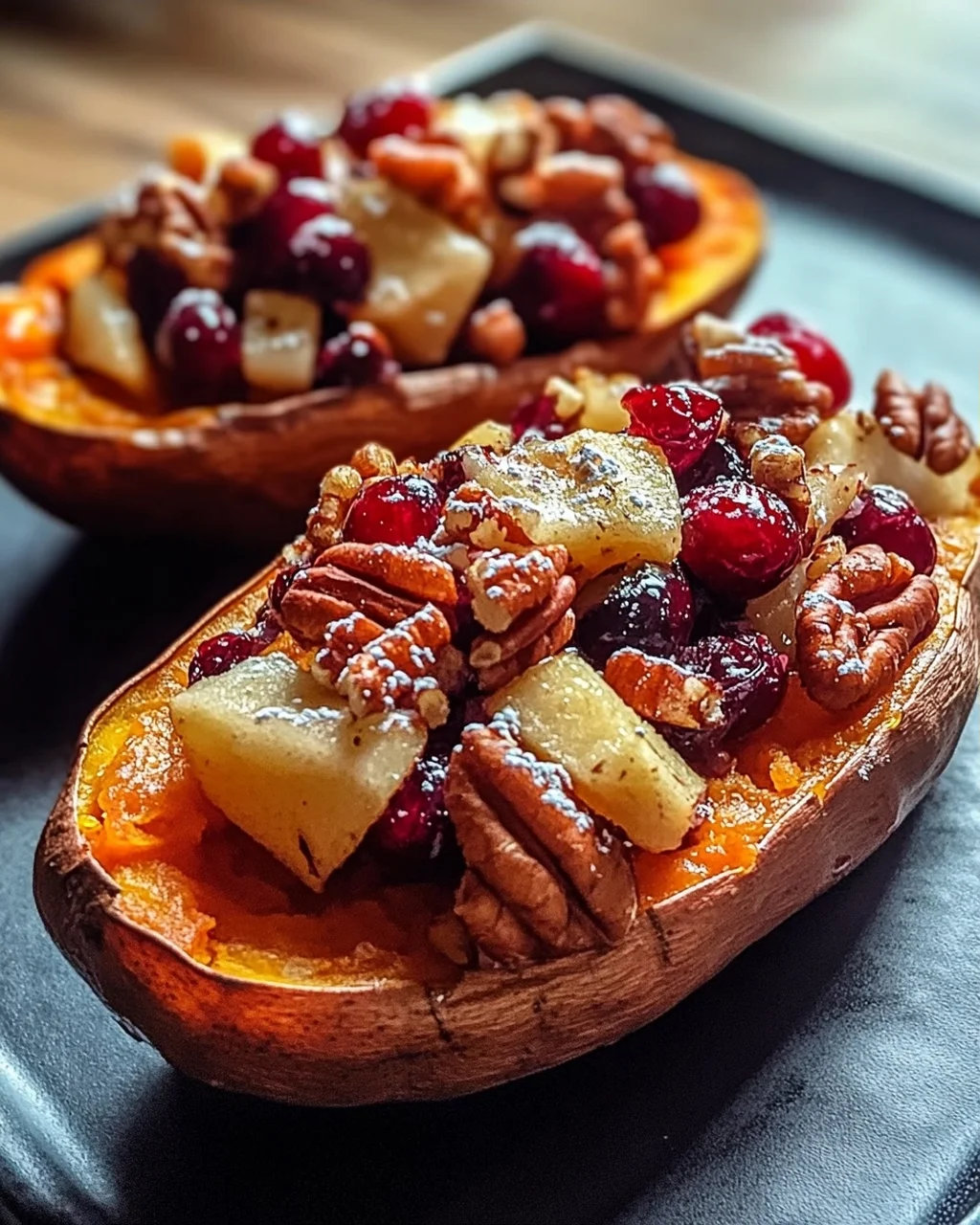 Cranberry Apfel Zweimal Gebackene Süßkartoffeln