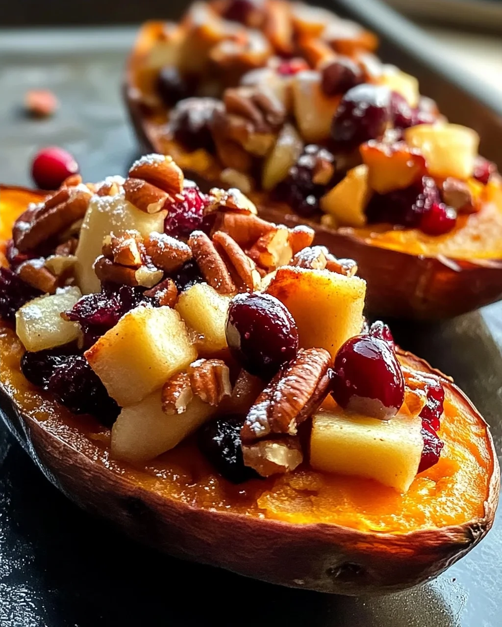 Cranberry Apfel Zweimal Gebackene Süßkartoffeln