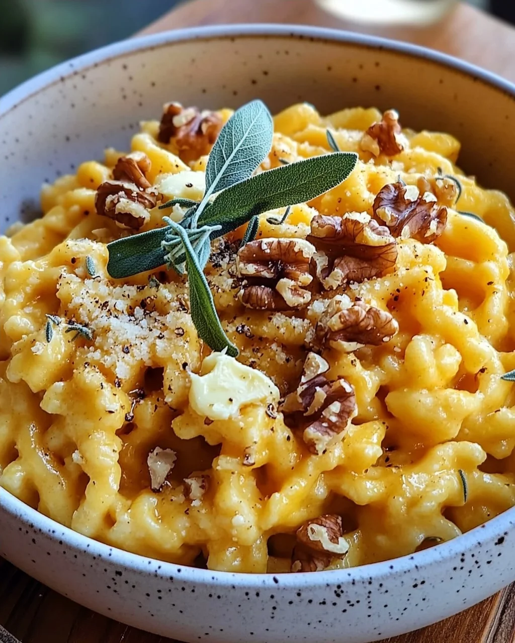 Cremige Kürbis-Spätzle mit Walnuss & Salbei