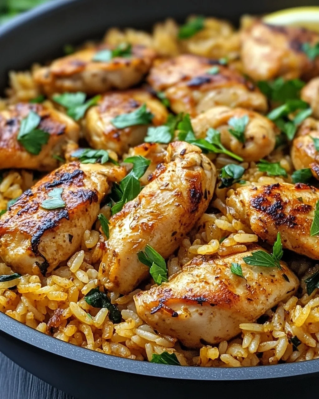 Ein Topf Shawarma Hühnchen und Reis für Schnelle Genießer