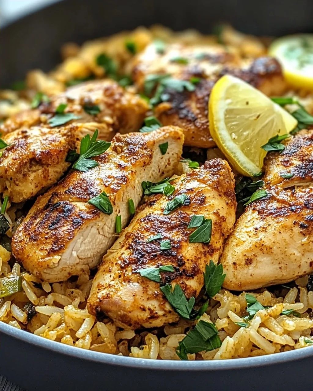 Ein Topf Shawarma Hühnchen und Reis für Schnelle Genießer