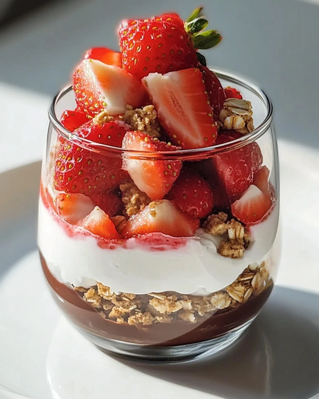 Erdbeer-Dessert im Glas mit Joghurt