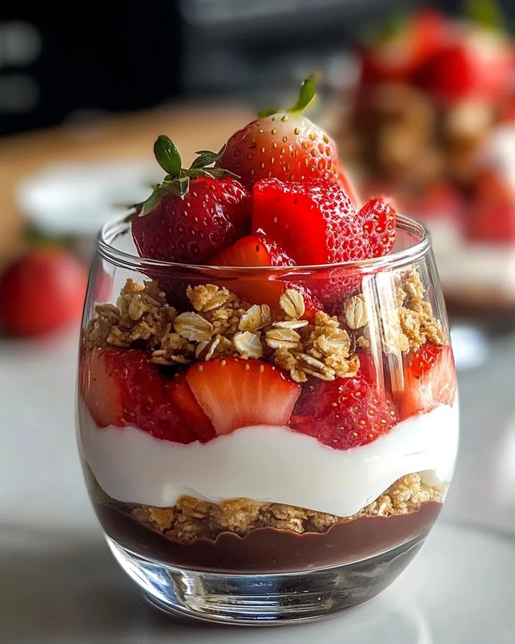 Erdbeer-Dessert im Glas mit Joghurt