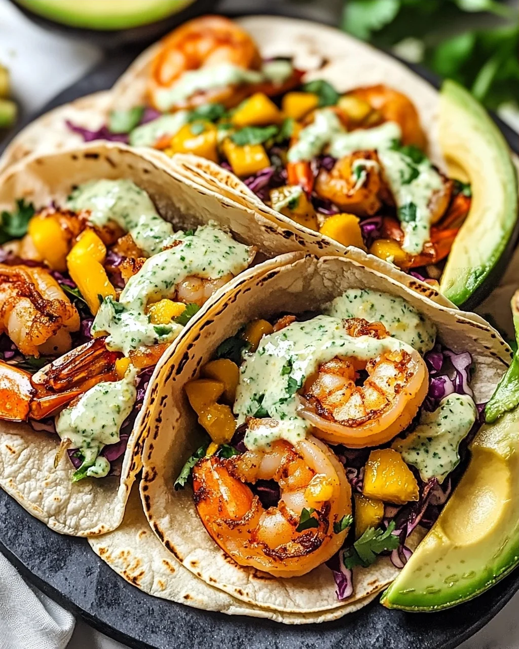 Garnelen-Tacos mit cremiger Salsa genießen