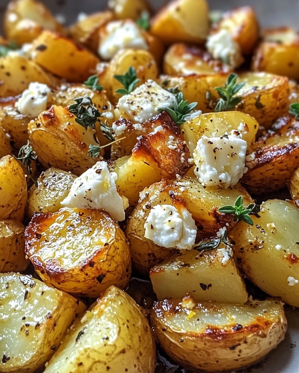 Geröstete Kartoffeln mit Feta und Knoblauch