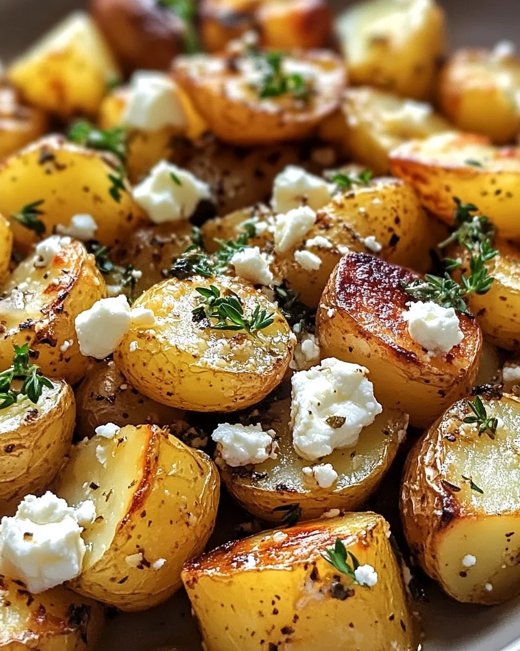 Geröstete Kartoffeln mit Feta und Knoblauch