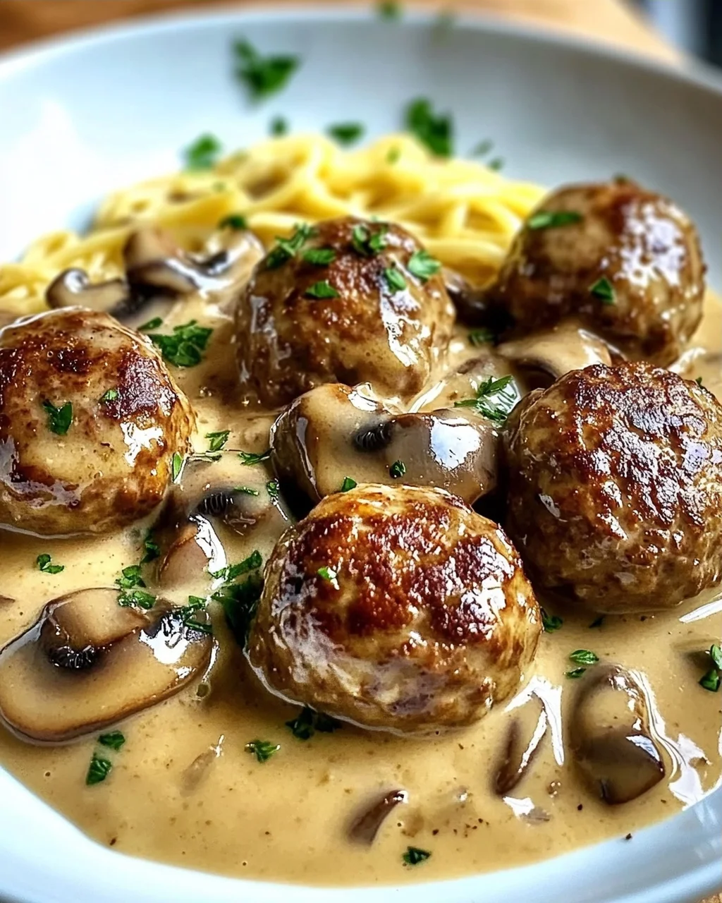 Hackbällchen in Champignon-Rahmsoße