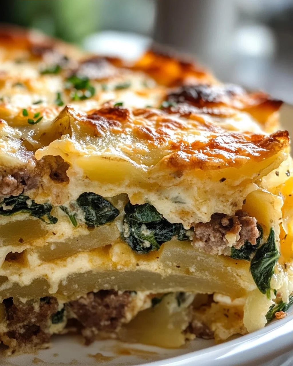 Herzhafter Kartoffel-Spinat-Rindswurst-Schichtauflauf Rezept