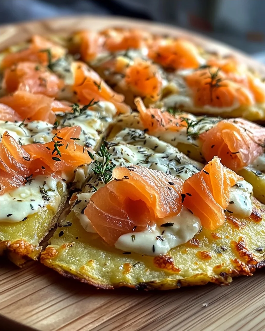 Kartoffelpizza mit Räucherlachs