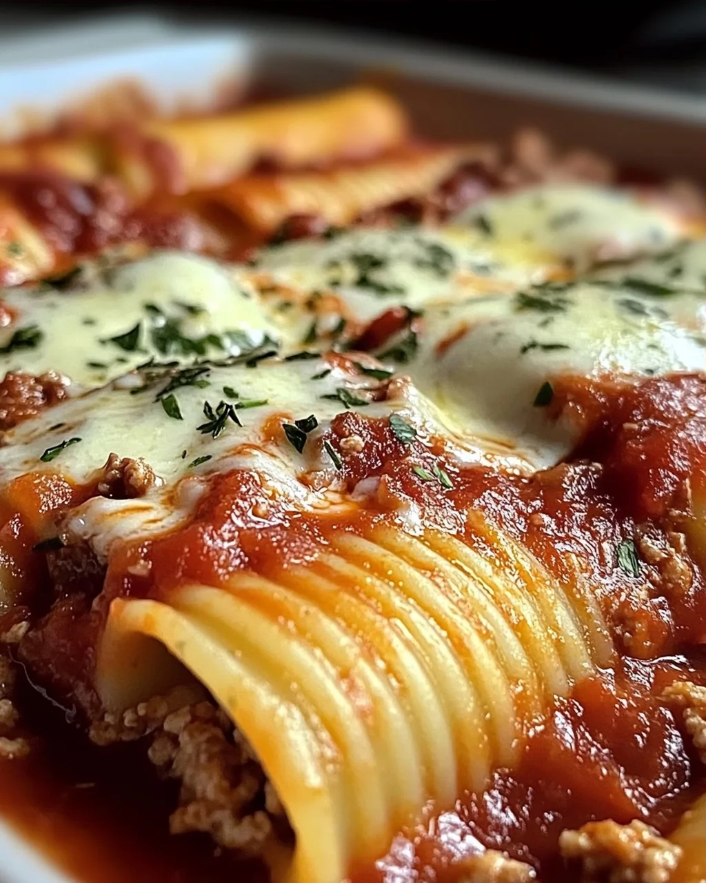 Käsegefüllte Manicotti mit schmackiger Fleischsauce