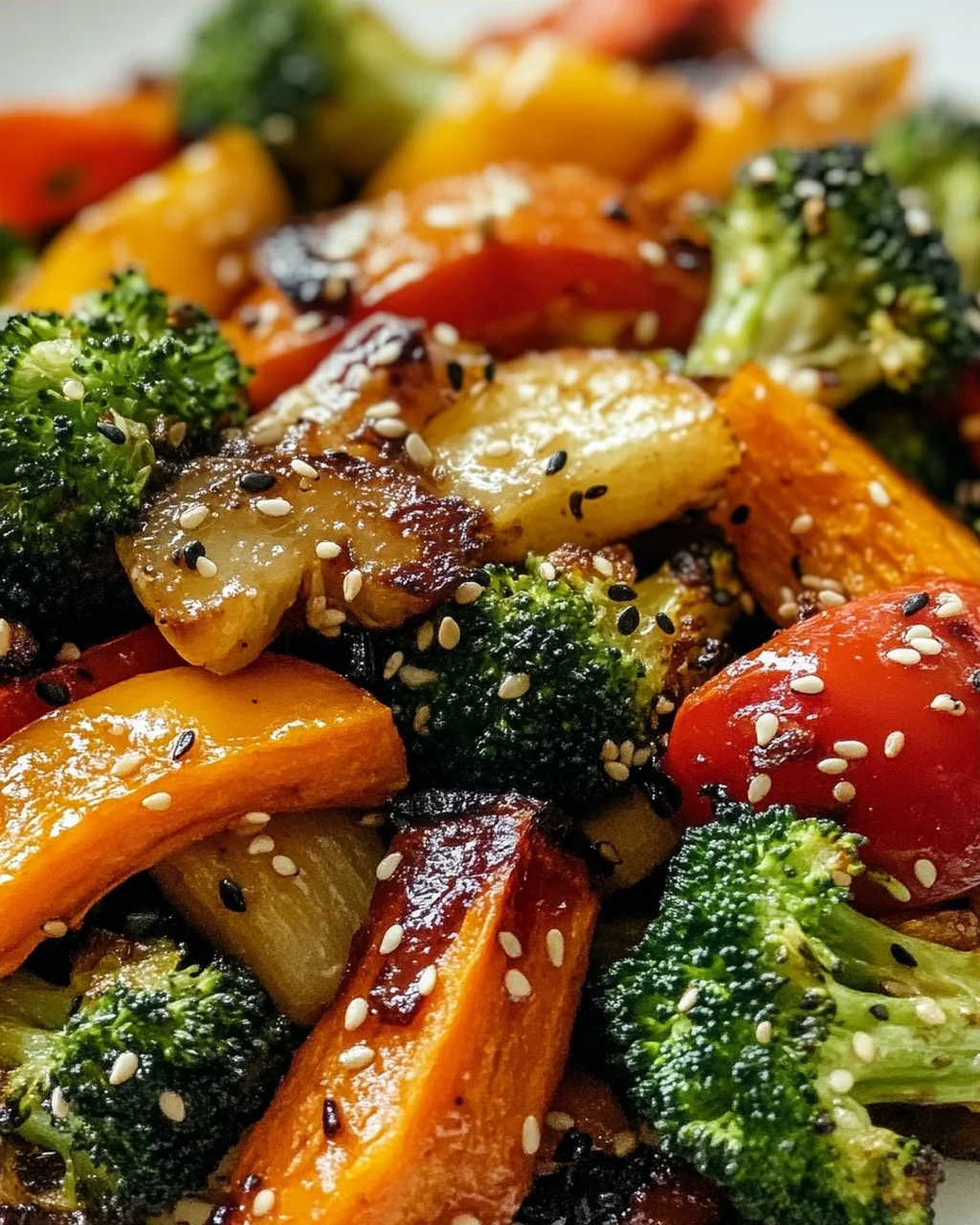 Knuspriges Asiatisches Ofengemüse mit Soja-Sesam-Dressing