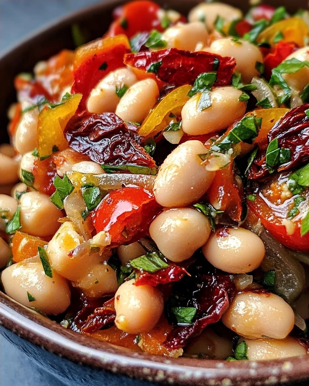 Marinierter getrockneter Tomaten-Bohnen-Salat