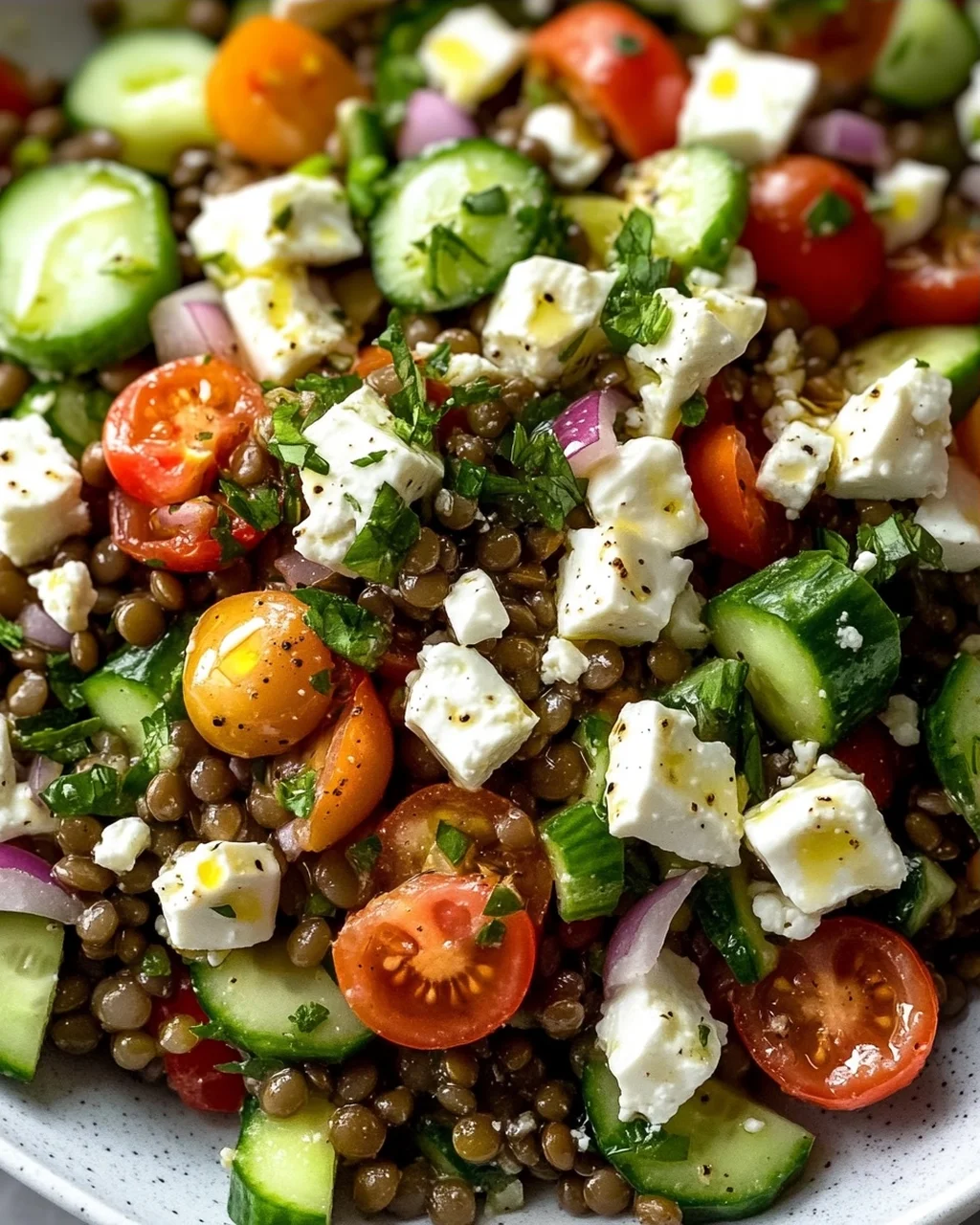 Mediterraner Linsensalat mit Feta: Schnell, frisch & gesund!