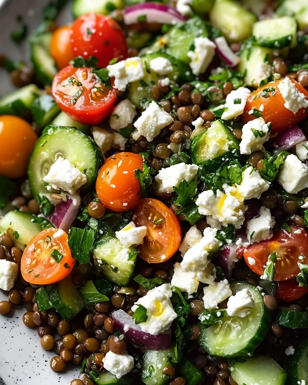 Mediterraner Linsensalat mit Feta: Schnell, frisch & gesund!
