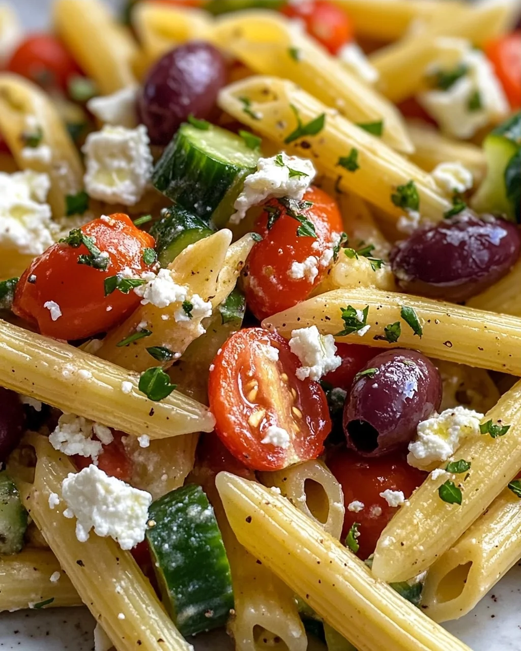 Mediterraner Nudelsalat: Feta, Oliven & Genuss pur!
