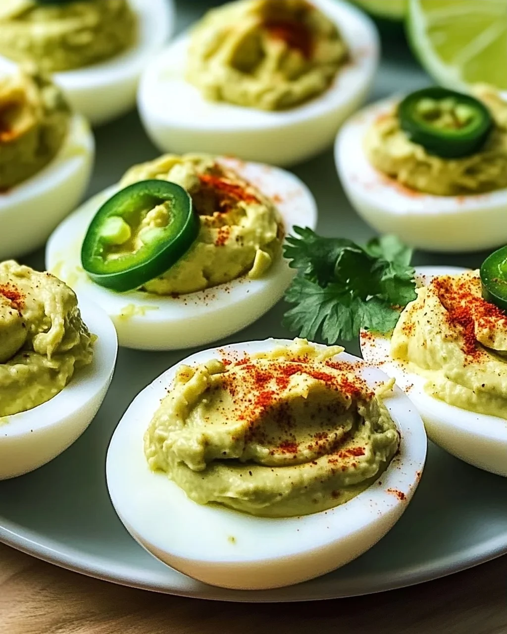 Mexikanische gefüllte Eier mit Avocado und Limette
