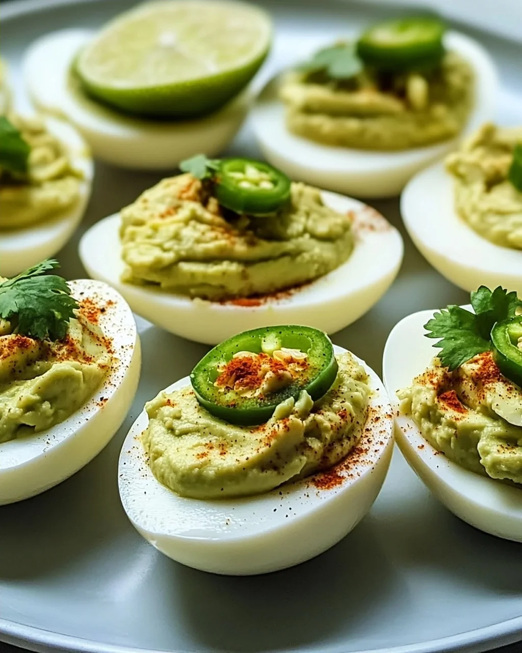 Mexikanische gefüllte Eier mit Avocado und Limette