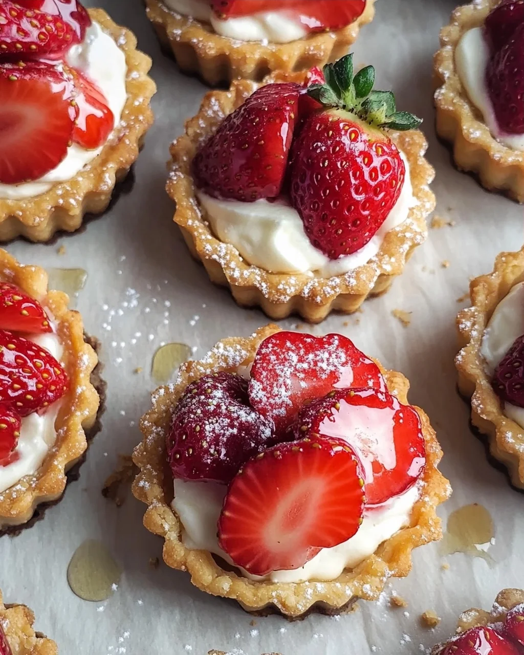 Mürbeteig Tartelettes mit Erdbeeren und Mascarponecreme