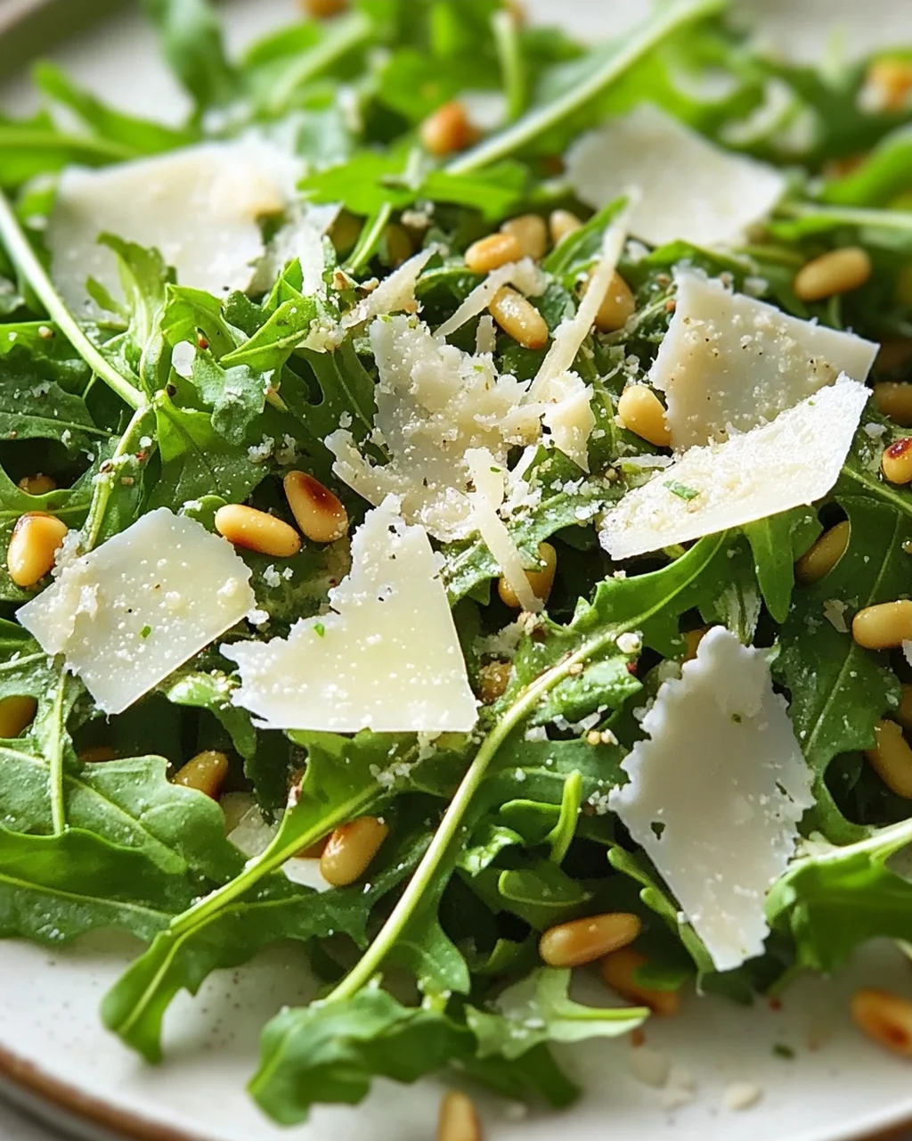 Rucola Salat mit Parmesan und Pinienkernen – frisch genießen!