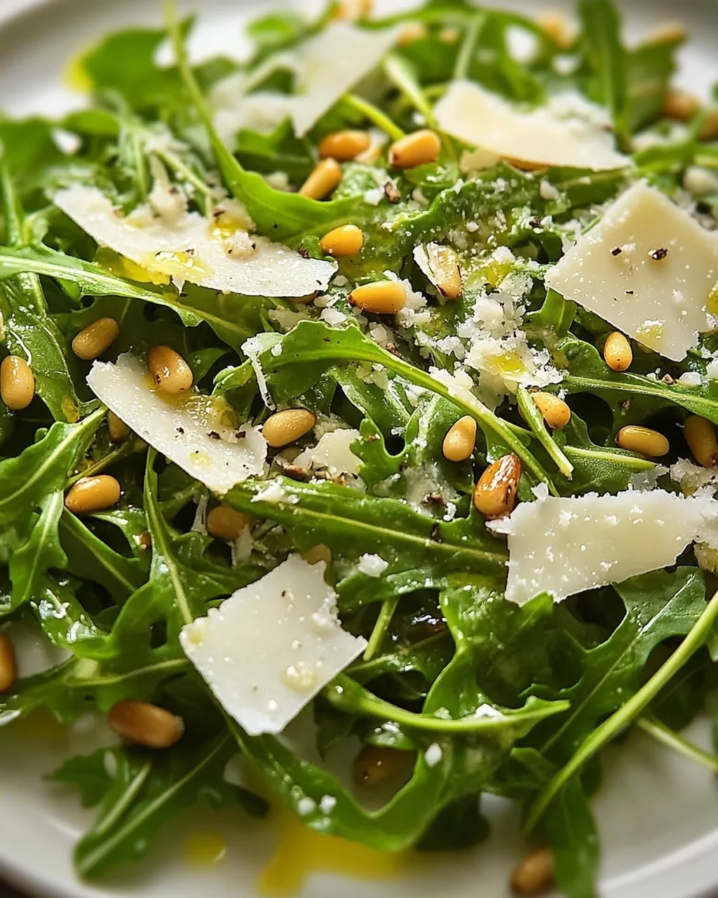 Rucola Salat mit Parmesan und Pinienkernen – frisch genießen!
