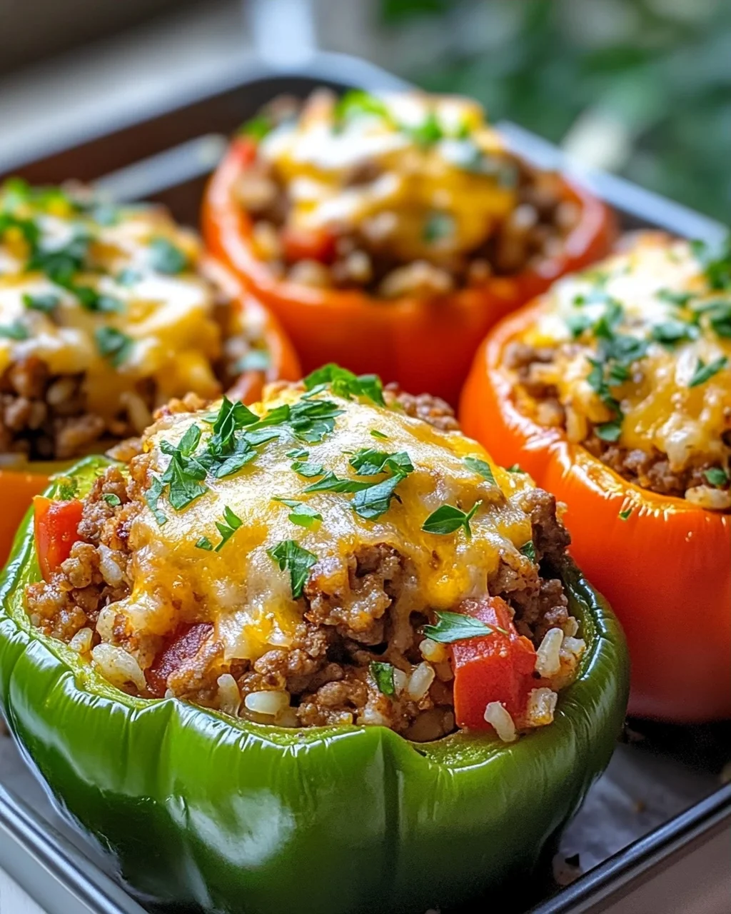 Saftige Paprika-Boote mit Hackfleisch
