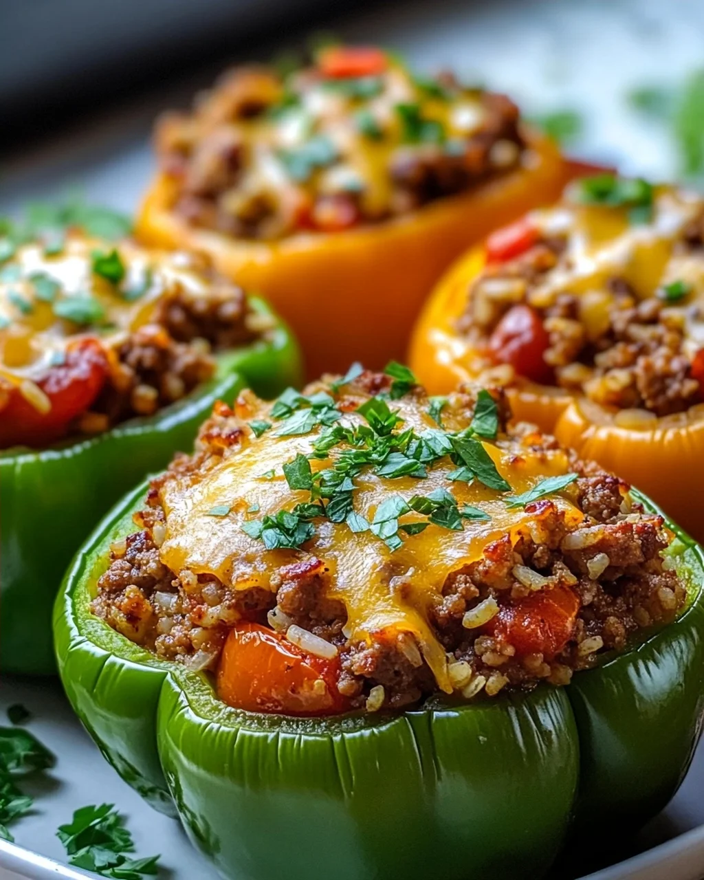 Saftige Paprika-Boote mit Hackfleisch