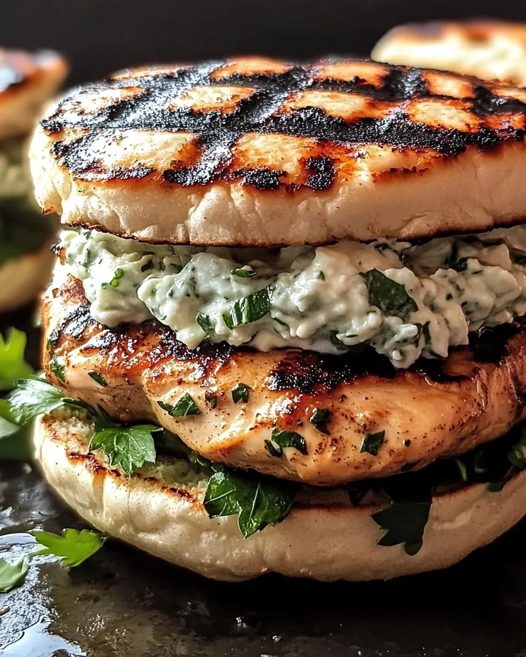 Saftige griechische Hähnchenburger mit Tzatziki lecker!