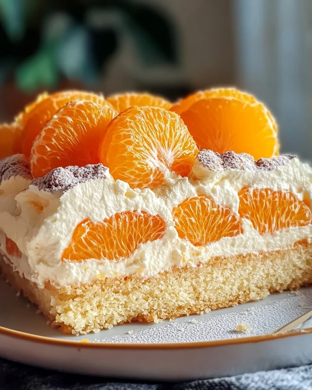 Schmandkuchen vom Blech mit Mandarinen