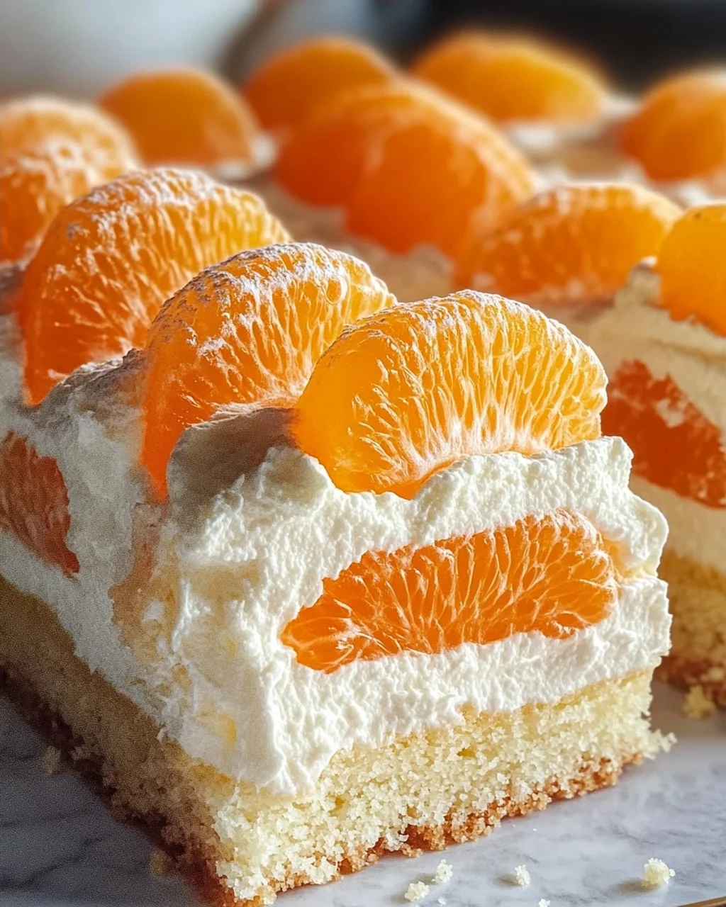 Schmandkuchen vom Blech mit Mandarinen