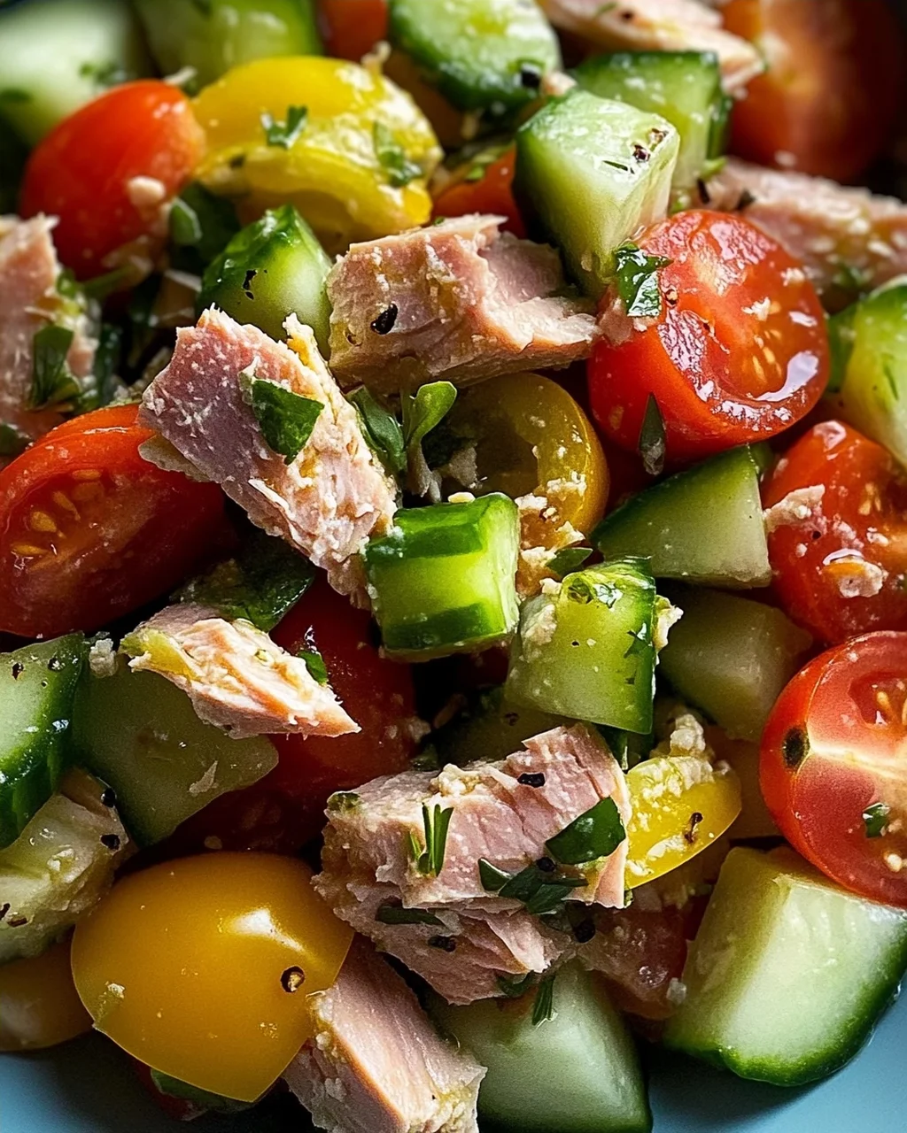 Schneller Thunfischsalat mit Gurke und Tomate