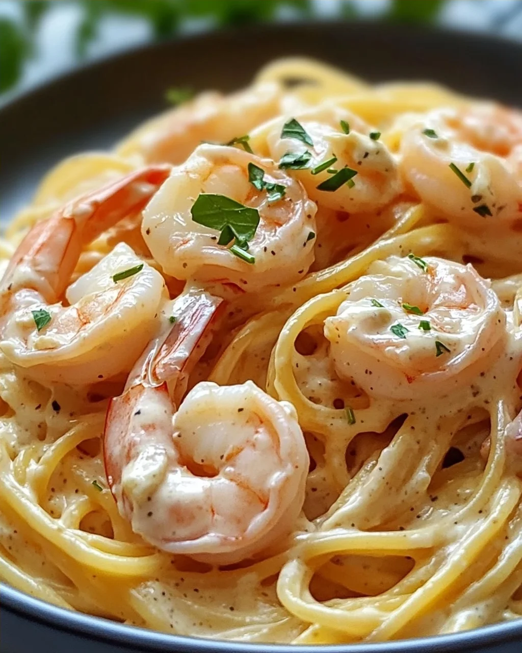 Spaghetti with Shrimp in Creamy Cream Cheese Sauce