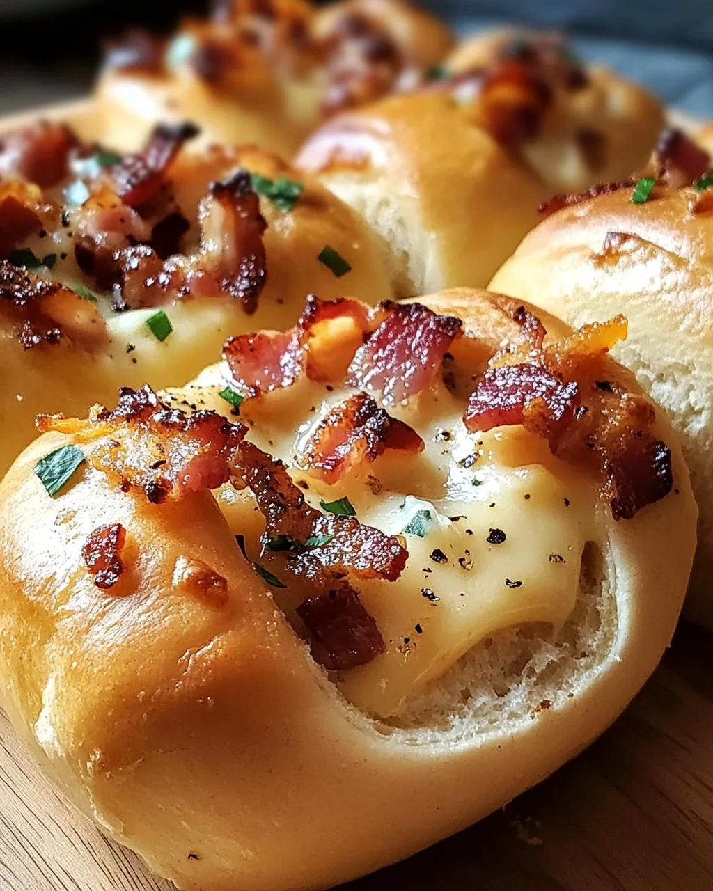 Speck & Käse Brötchen mit Knoblauchbutter