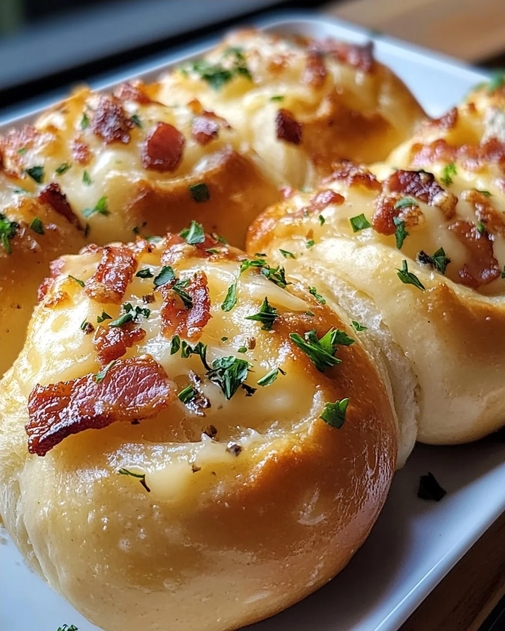 Speck & Käse Brötchen mit Knoblauchbutter