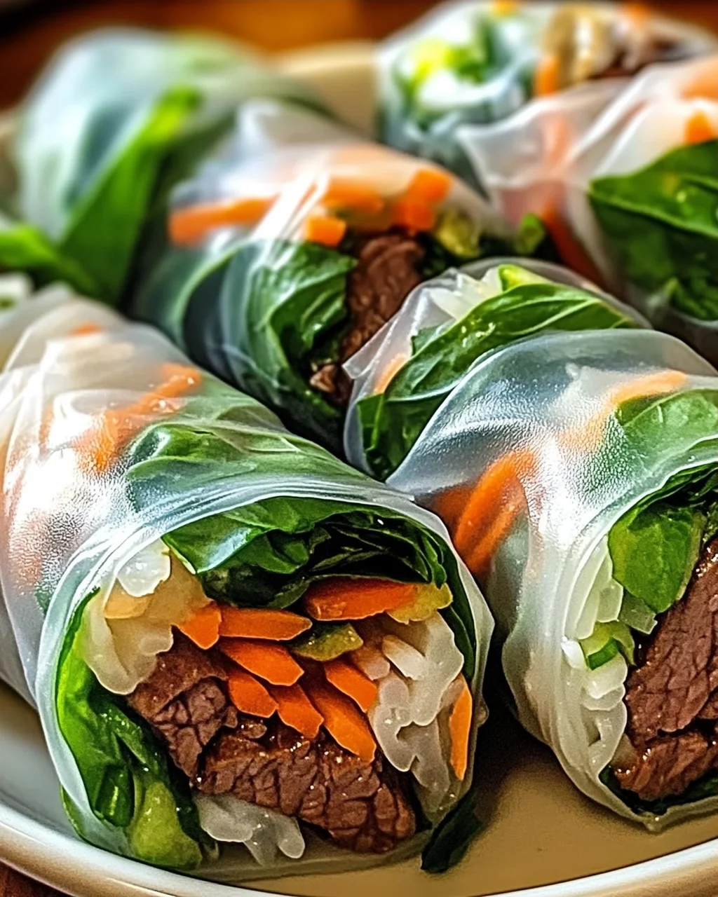Thai-Basilikum-Rindfleisch-Rollen in 30 Minuten