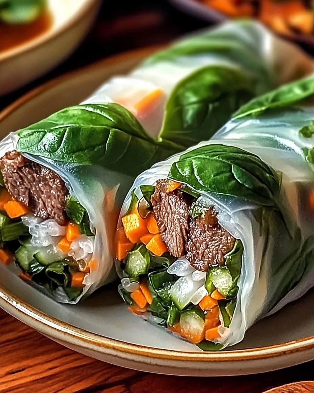 Thai-Basilikum-Rindfleisch-Rollen in 30 Minuten