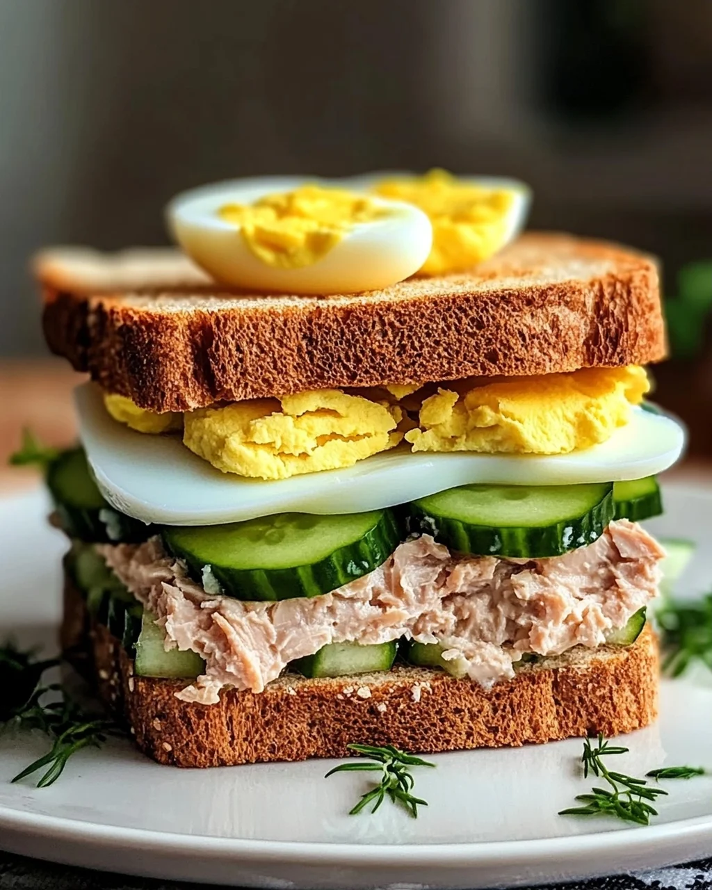 Thunfisch Sandwich mit Ei und Gurke