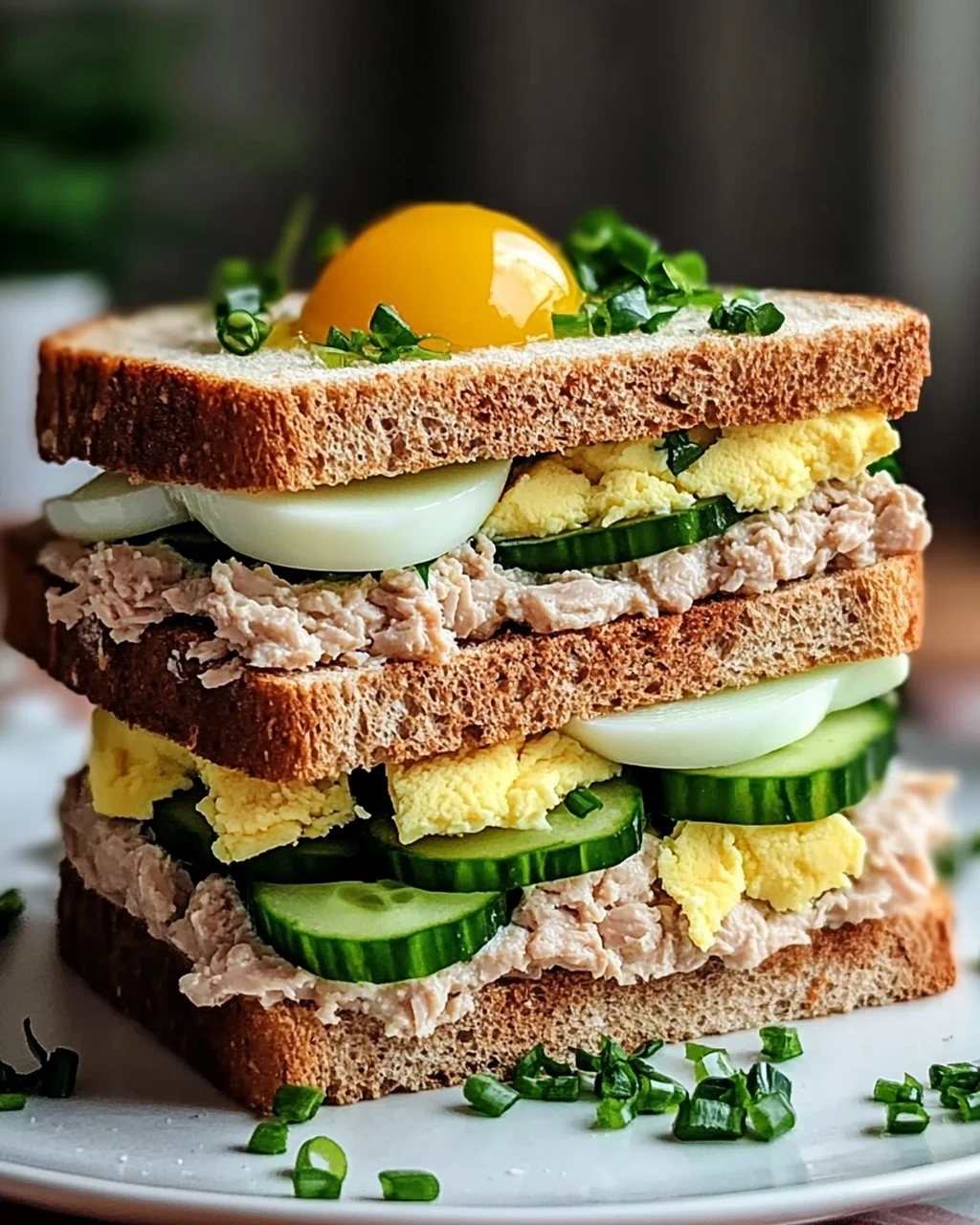 Thunfisch Sandwich mit Ei und Gurke