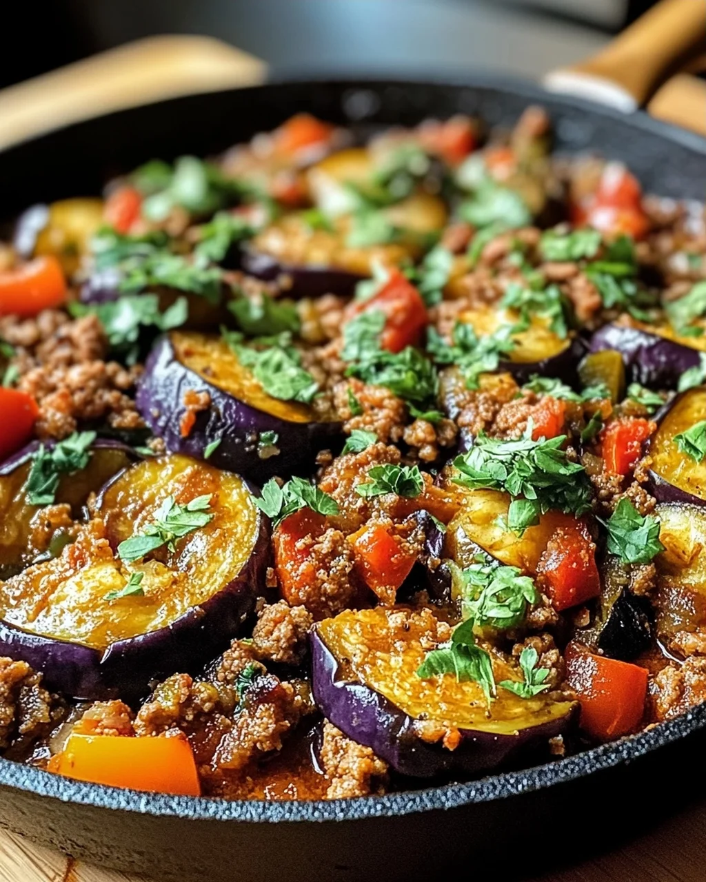 Türkische Auberginen-Hackfleisch-Pfanne