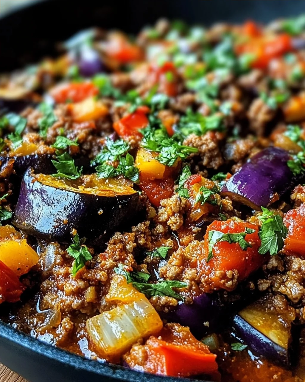 Türkische Auberginen-Hackfleisch-Pfanne