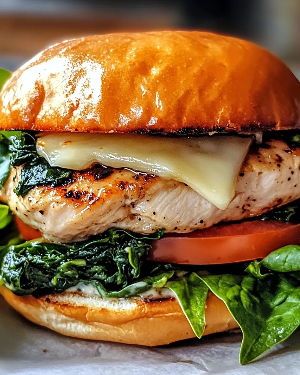 Weißer Cheddar Spinat Hähnchenburger für jeden Tag