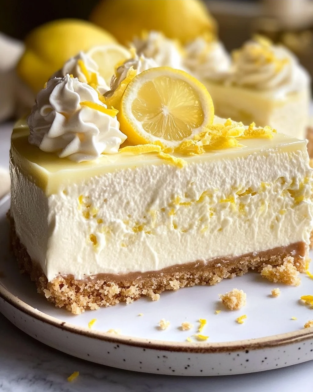 Zitronen-Cheesecake mit weißer Schokolade
