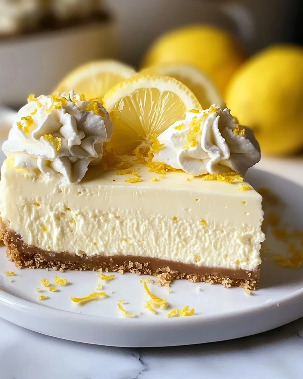 Zitronen-Cheesecake mit weißer Schokolade