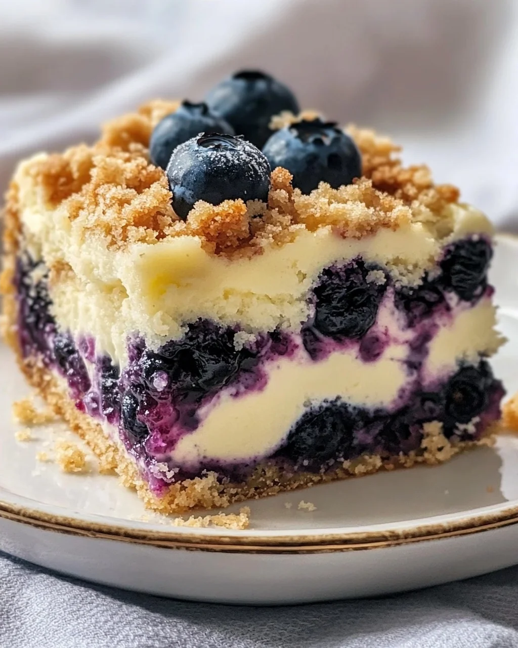 schneller Blaubeer-Quark-Kuchen mit Streuseln
